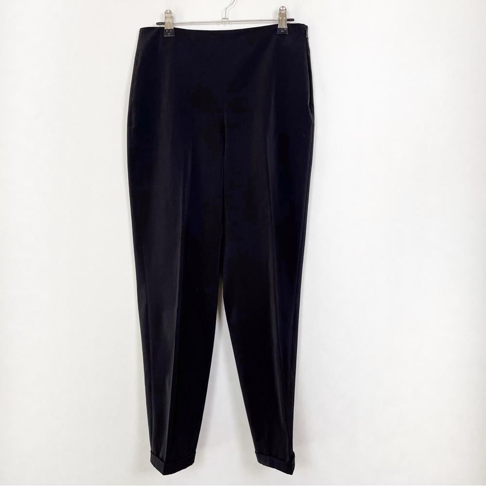 Camio Women’s Kate Classic Black High-Waist Trousers Size 8 Minimalist Side Zip